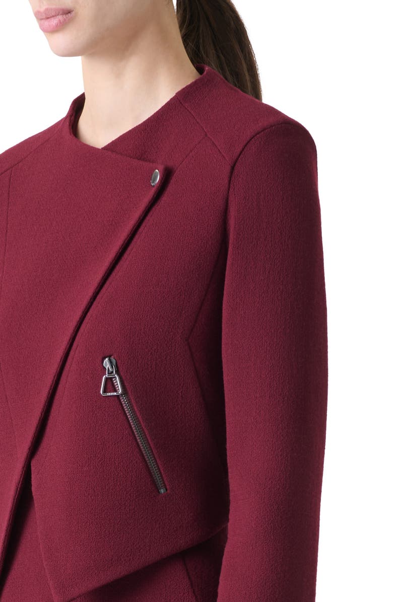Akris Ariel Asymmetric Double Face Virgin Wool Crop Jacket, Alternate, color, Ruby Red