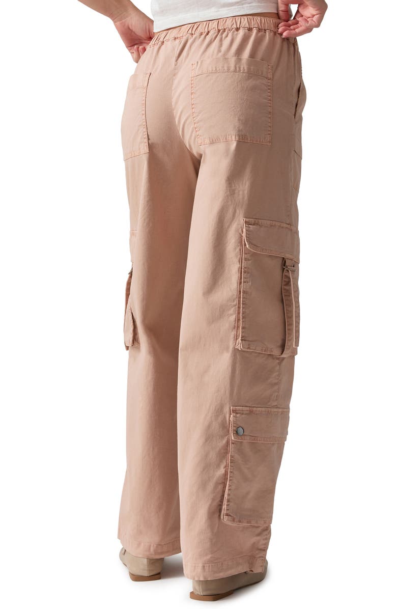 Sanctuary Stretch Cotton Cargo Parachute Pants, Alternate, color, Bare Beige