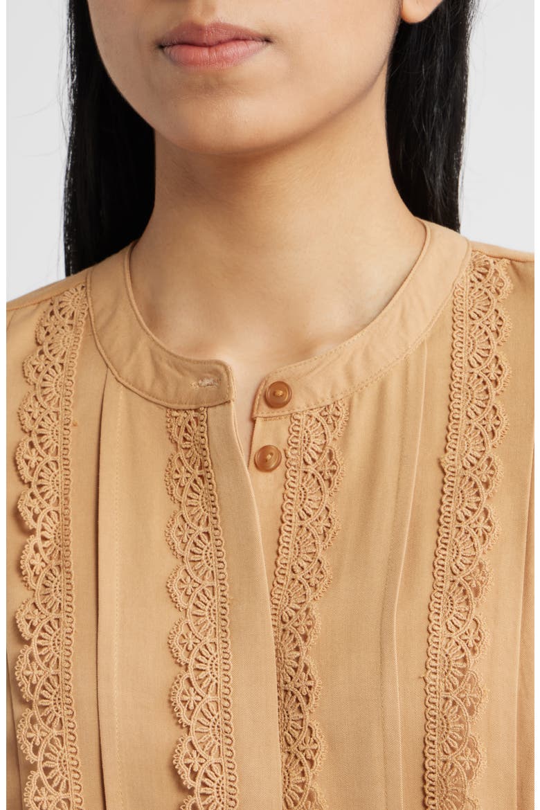 Embellished Cap Sleeve Button-Up Shirt, Alternate, color, GOLDEN SUGAR