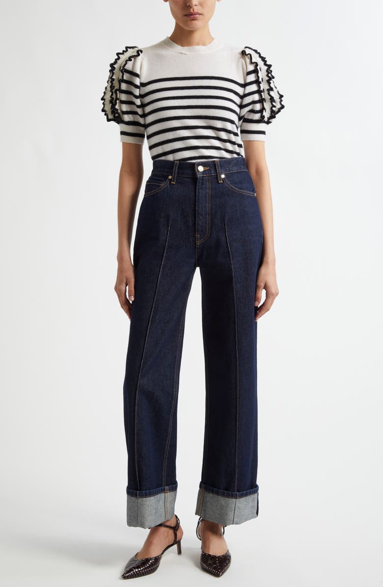 Ulla Johnson Ottilie Stripe Puff Sleeve Cashmere Sweater, Alternate, color, 