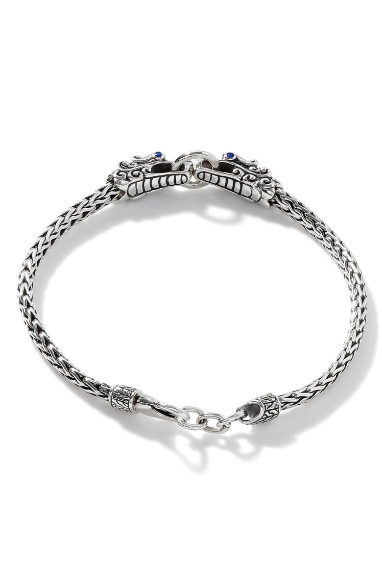 John Hardy Legends Naga Blue Sapphire Station Bracelet, Alternate, color, Silver