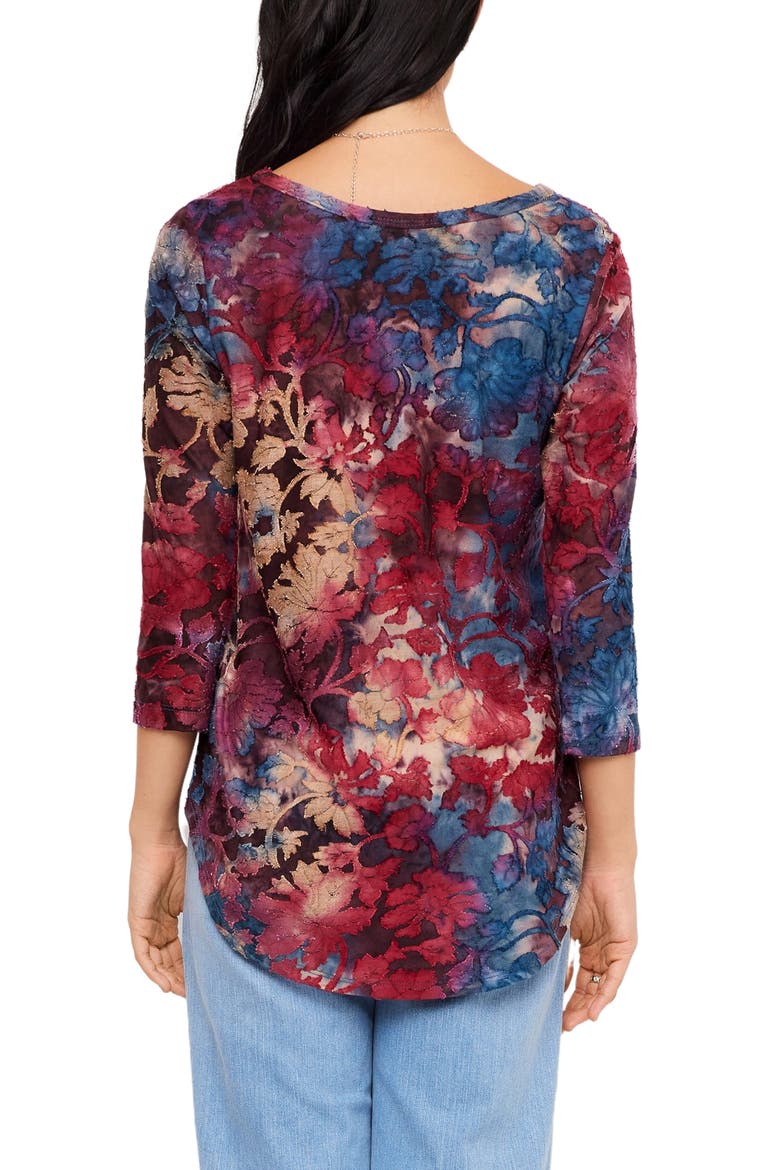 Floral Shirttail Top, Alternate, color, WINE