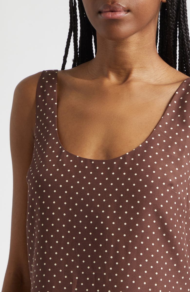 POSSE Evie Polka Dot Cowl Back Sheath Minidress, Alternate, color, Chocolate Vanilla