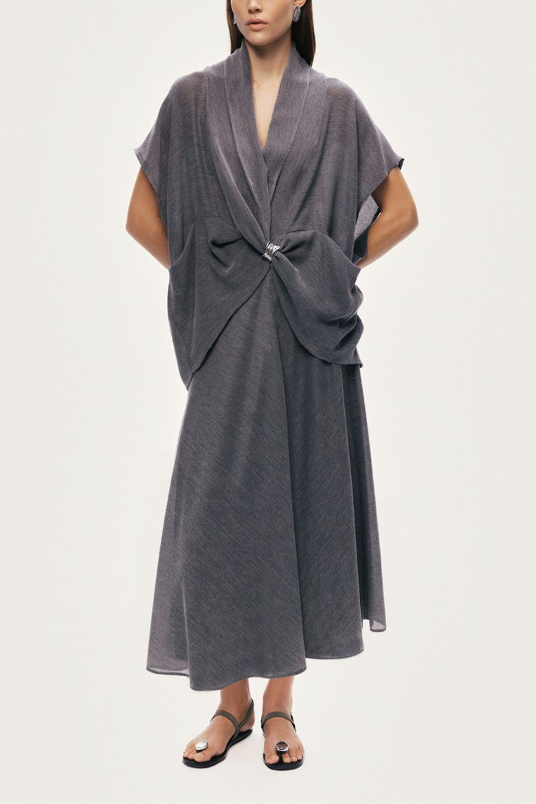 Draped Wrap Blouse, Alternate, color, Grey