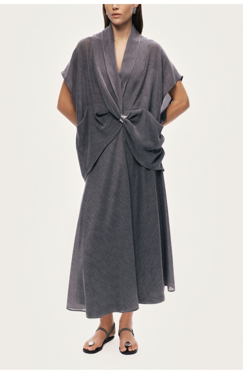 Nocturne Draped Wrap Blouse, Alternate, color, Grey