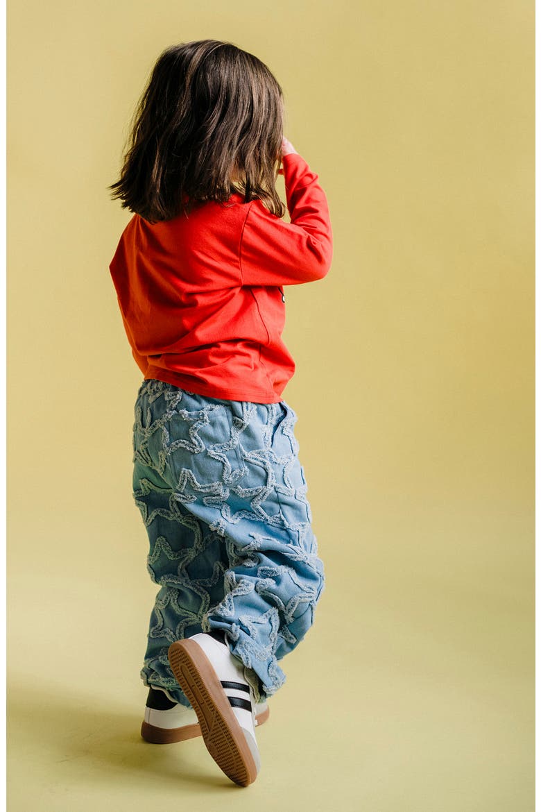 Kids' Everyday Frayed Star Straight Leg Jeans, Alternate, color, LIGHT DENIM