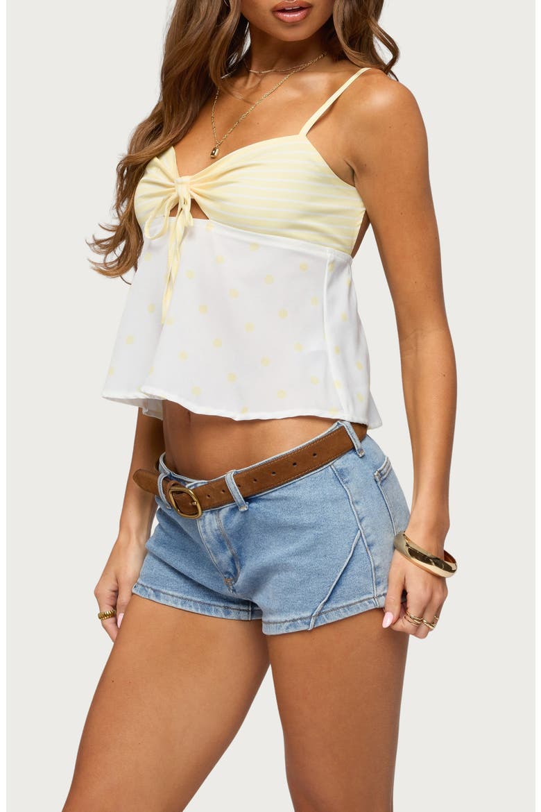 Tilly Print Tie Back Babydoll Tank, Alternate, color, YELLOW-AND-WHITE