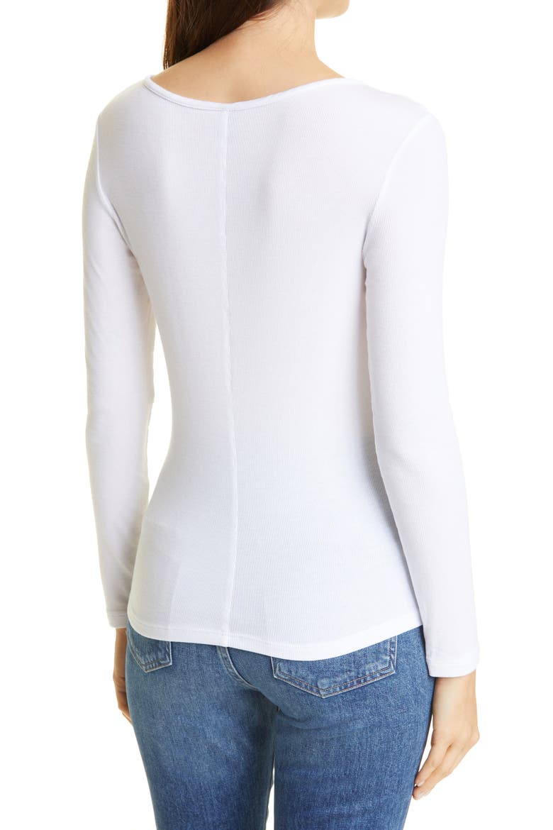 Anita V-Neck Long Sleeve Henley, Alternate, color, TRUE WHITE
