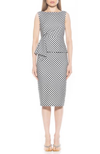 Alexia Admor Amora Boat Neck Sleeveless Sheath Dress In Black Gingham