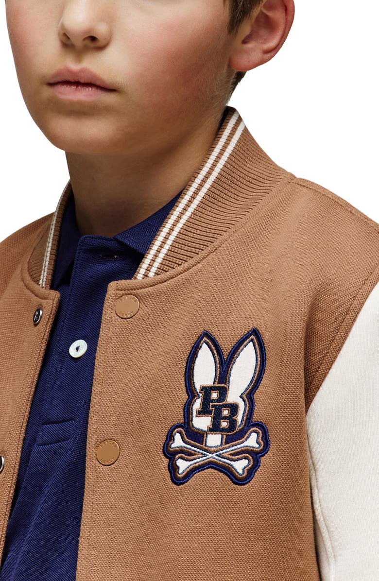 Psycho Bunny Kids' Wade Colorblock Graphic Bomber Jacket, Alternate, color,