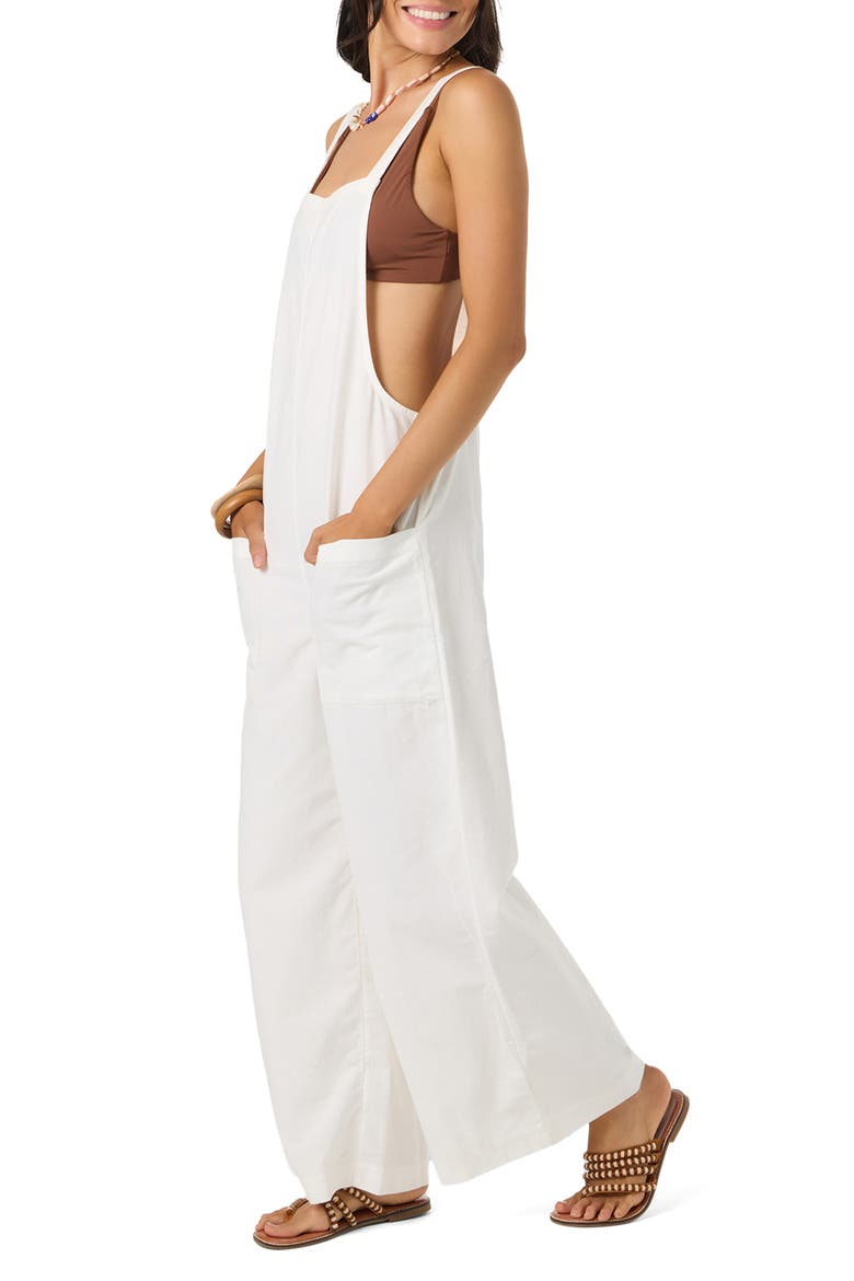 Summerlin 2 Cotton & Linen Overalls, Alternate, color, WHITE