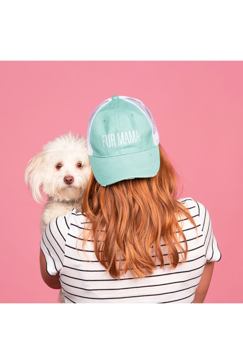 Fur Mama Baseball Hat Cotton Blue, Alternate, color, Blue