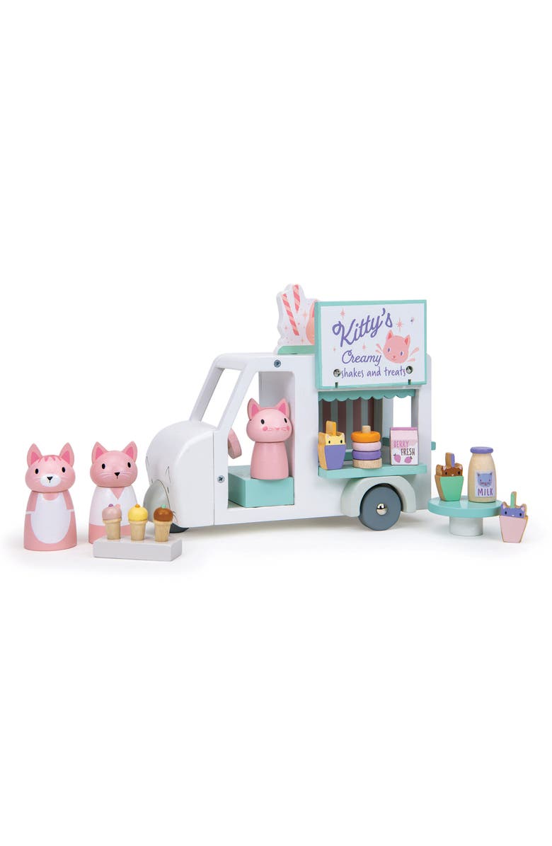 Tender Leaf Toys Kitty's Milkshake Van Play Set, Alternate, color, White Multi