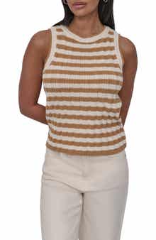 DKNY Jeans Stripe Rib Knit Sleeveless Top