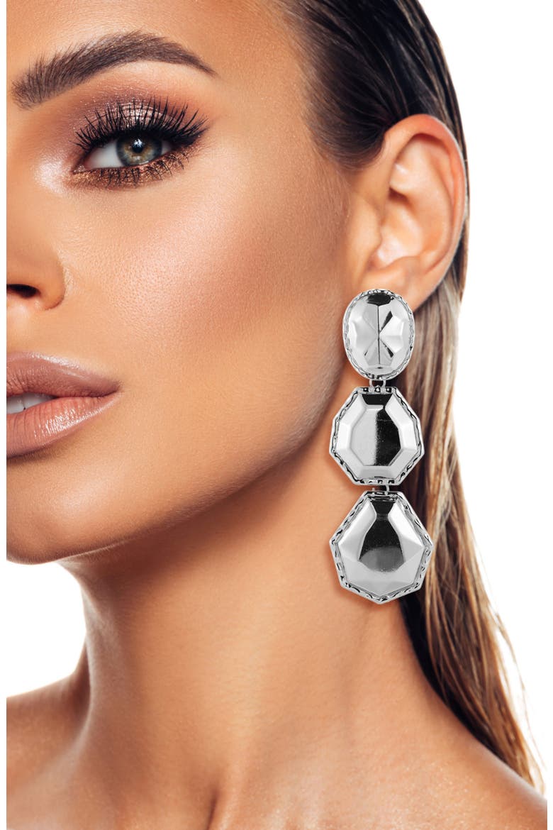 Geometric Drop Earrings, Alternate, color, SILVER