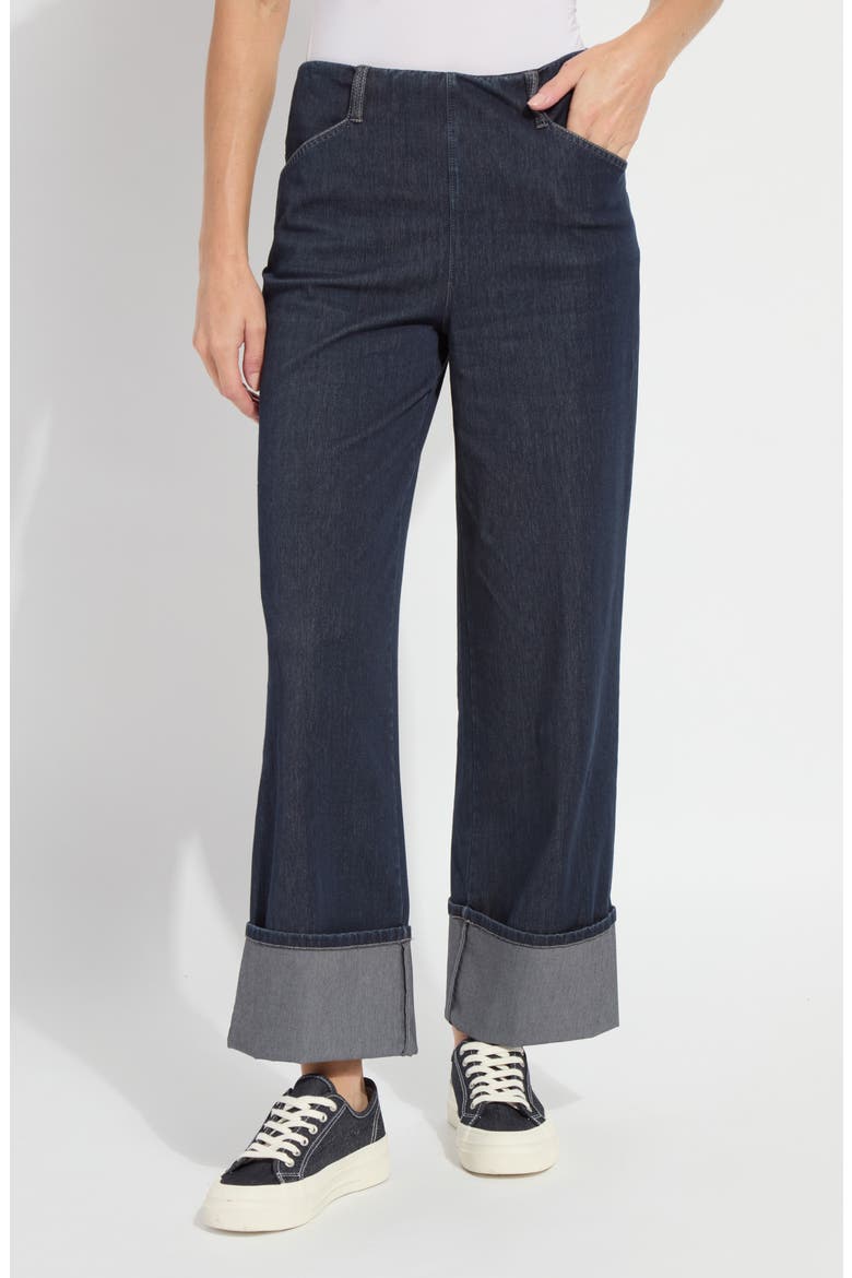 Samara Cuffed Pull-On Wide Leg Jeans, Main, color, INDIGO