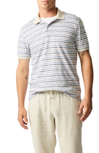 Rodd & Gunn Somes Island Stripe Cotton Polo In Blue