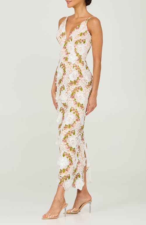 Helsi Norah Embroidered Lace Overlay Cocktail Dress In White/pink