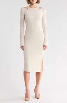 Ecna Cold Shoulder Ribbed Midi Dress