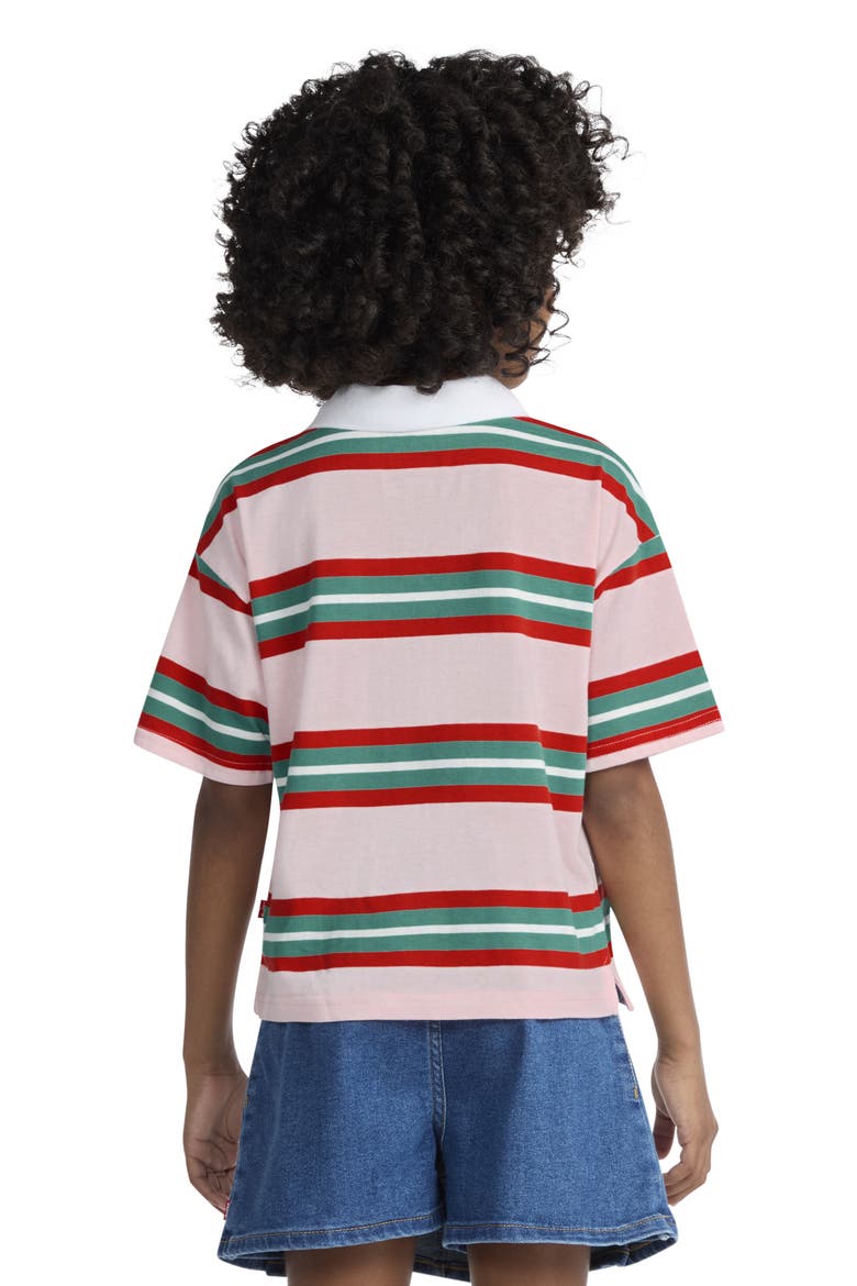 Kids' Stripe Polo, Alternate, color, CYRSTAL ROSE