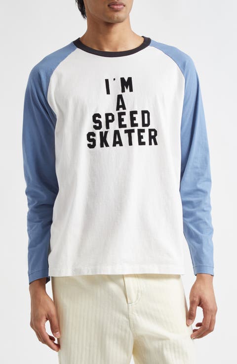 Skater Flocked Baseball T-Shirt
