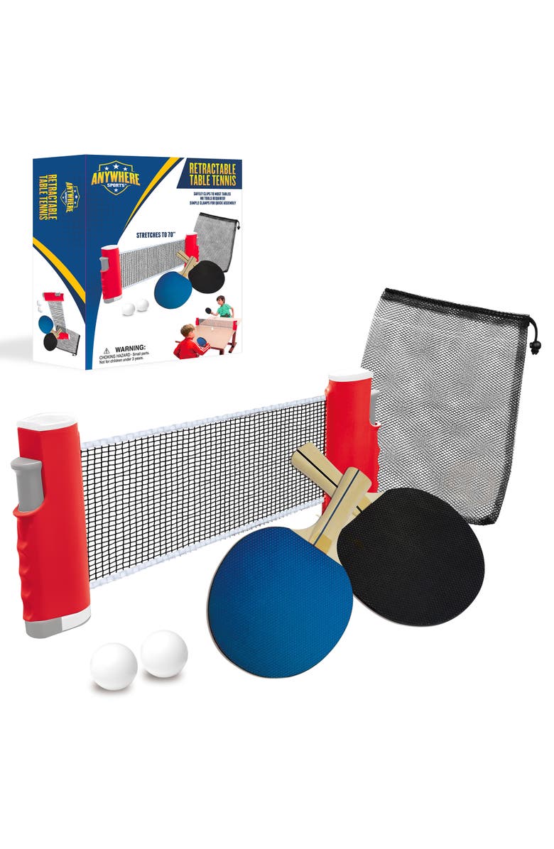 Anywhere Sports Retractable Table Tennis Set, 6pc Game, Main, color, 
