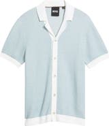 BOSS Iconico Texture Knit Camp Shirt