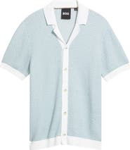BOSS Iconico Texture Knit Camp Shirt