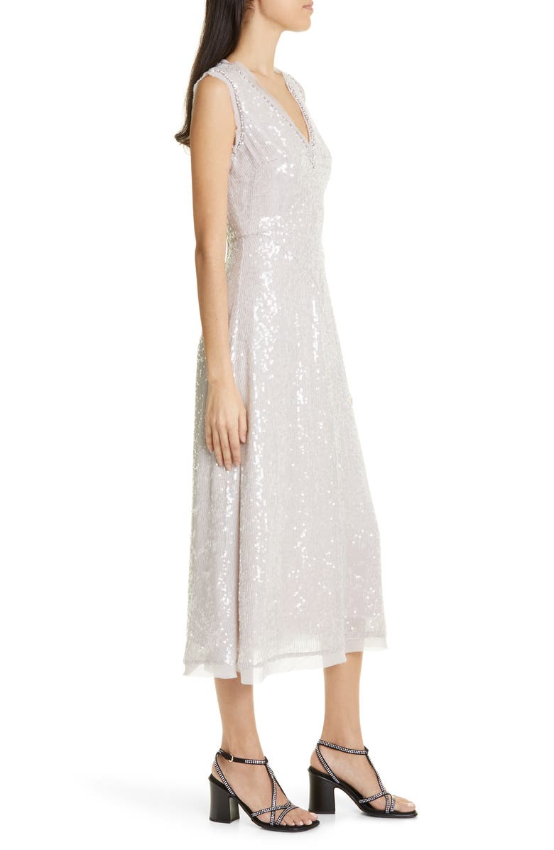 Erdem Denise Crystal Embellished Sequin Sleeveless Midi Dress, Alternate, color, 