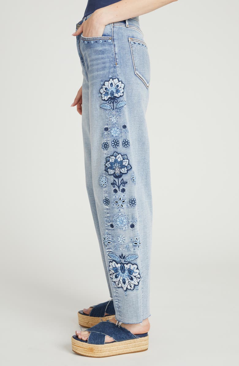 Driftwood Parker Raw Hem Barrel Leg Jeans, Alternate, color, Medium Wash
