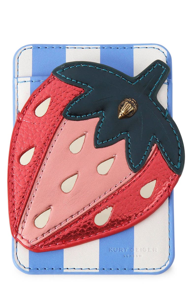 Strawberry Magnetic Card Case, Main, color, WHITE/OTH