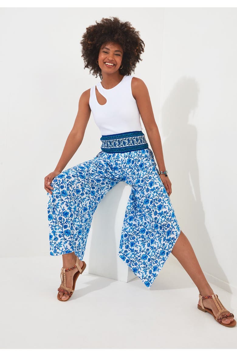 Flowy Crop Beach Pant, Alternate, color, BLUE FLORAL