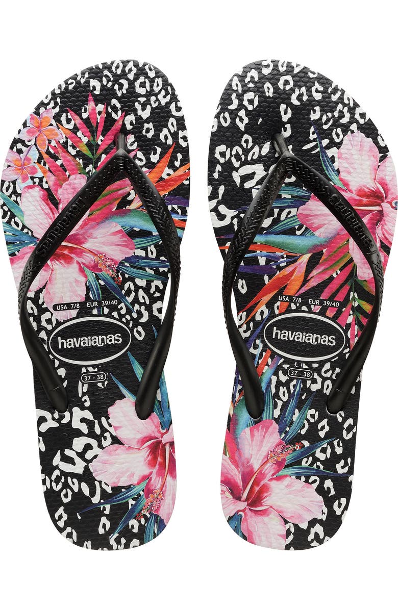Havaianas Slim Animal Floral Flip Flop, Main, color,