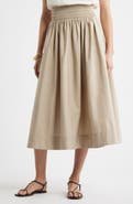 Nordstrom Smocked Cotton Midi Skirt
