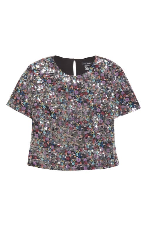 Club Monaco Floral Sequin Top In Multi