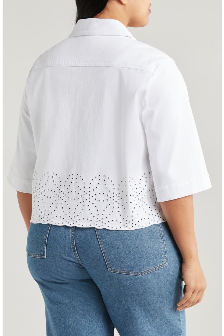 Gem Eyelet Detail Denim Jacket, Alternate, color, WHITE