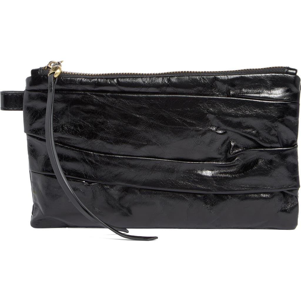 Hobo Waver Leather Zip Pouch In Black