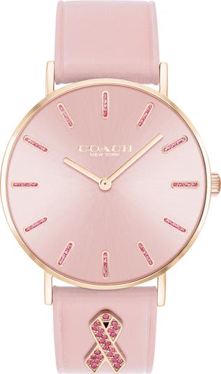 ♡cocori様♡ピンク ゼブラXS プッチ COACH Perry Breast Cancer Awareness Leather Strap Watch, 36mm