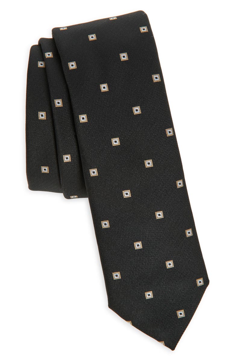 BOSS Geometric Jacquard Tie, Main, color, Black