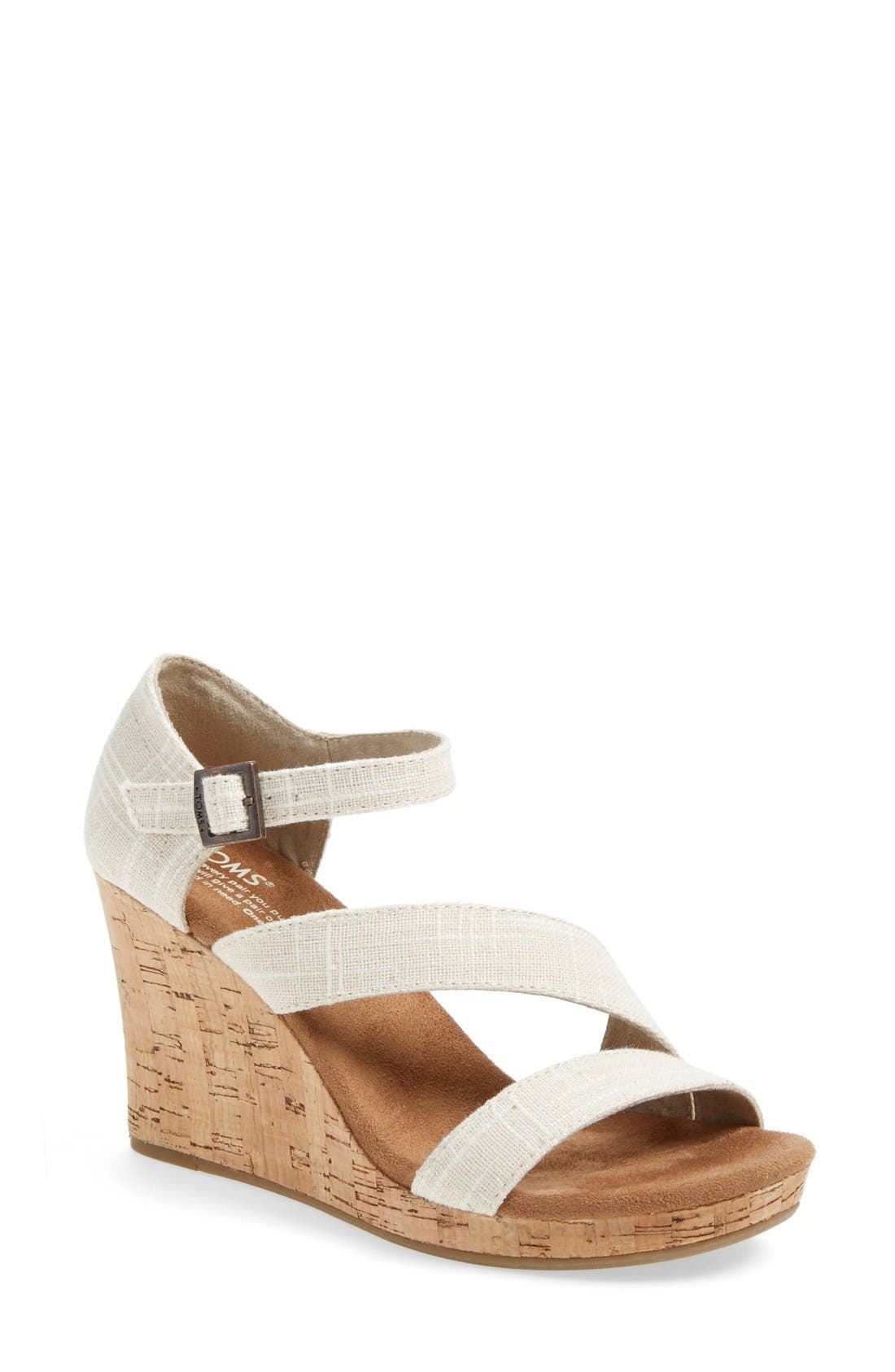 TOMS 'Clarissa' Wedge Sandal, Main, color, 