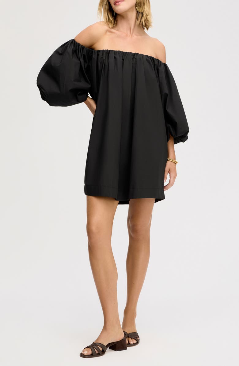 Sam Edelman Bubble Sleeve Off the Shoulder Minidress, Alternate, color, True Black
