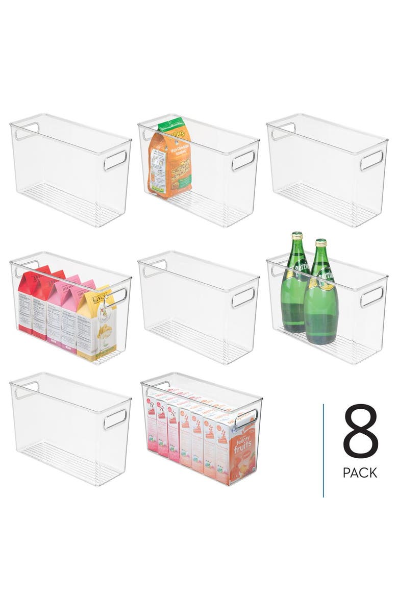 Storage Bins with Handles - Organize Kitchen, Bathroom, or Home Office - Set of 8 - Clear, Alternate, color, Clear