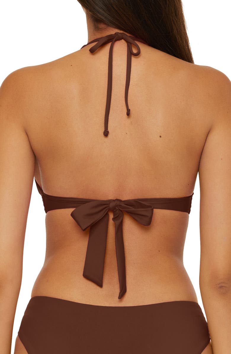 Becca Marble Canyon Ring Halter Bikini Top, Alternate, color, Mocha