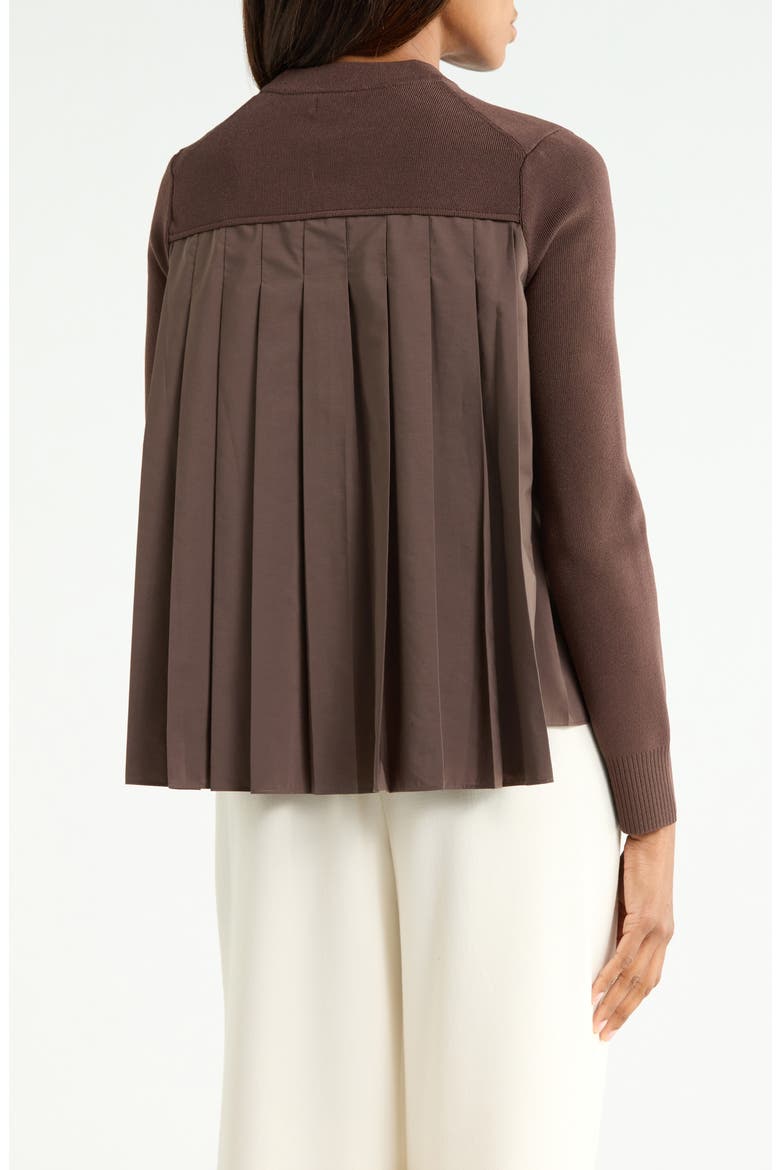 Elanore Mixed Media Pleated Top, Alternate, color, CHOCOLATE