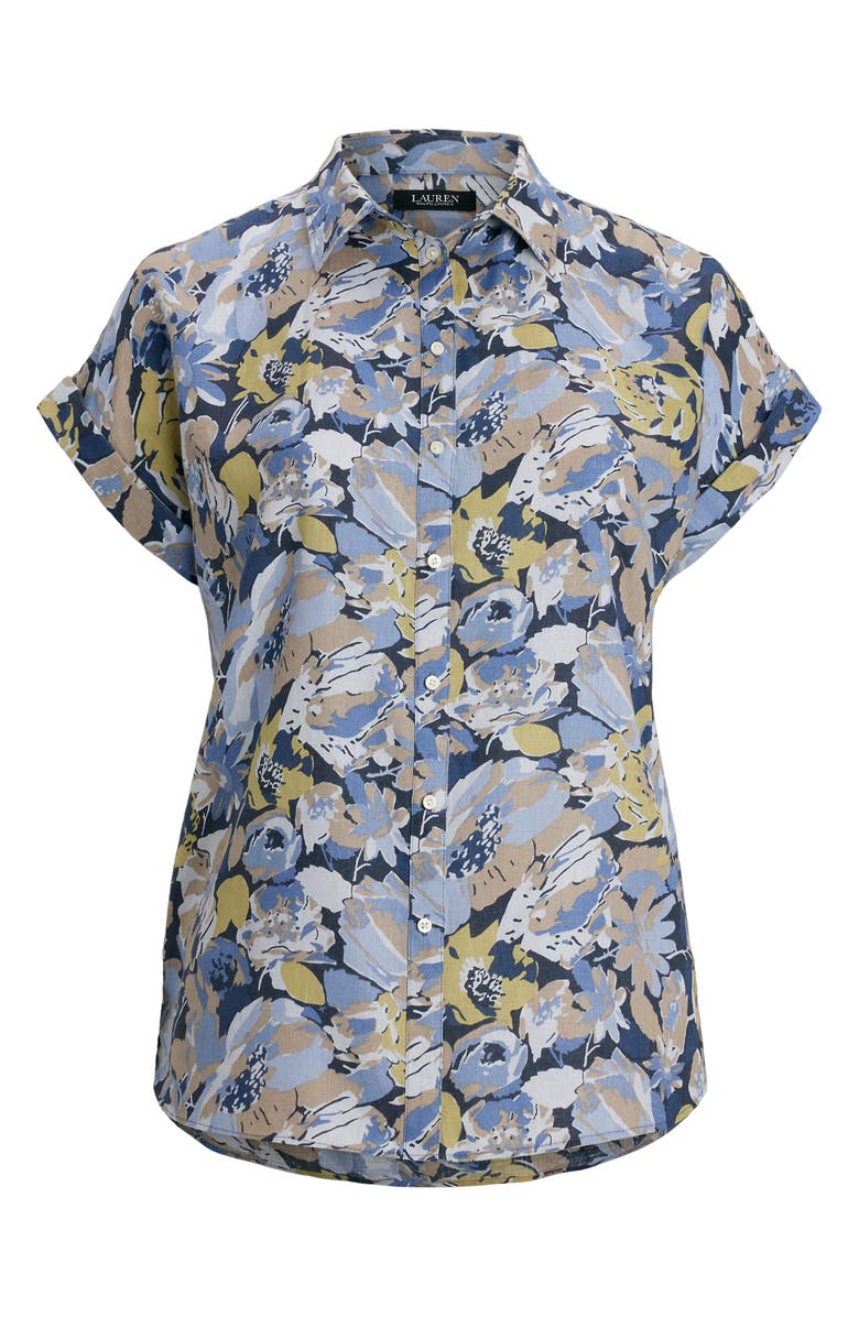 Lauren Ralph Lauren Floral Relaxed Fit Linen Camp Shirt, Alternate, color, 
