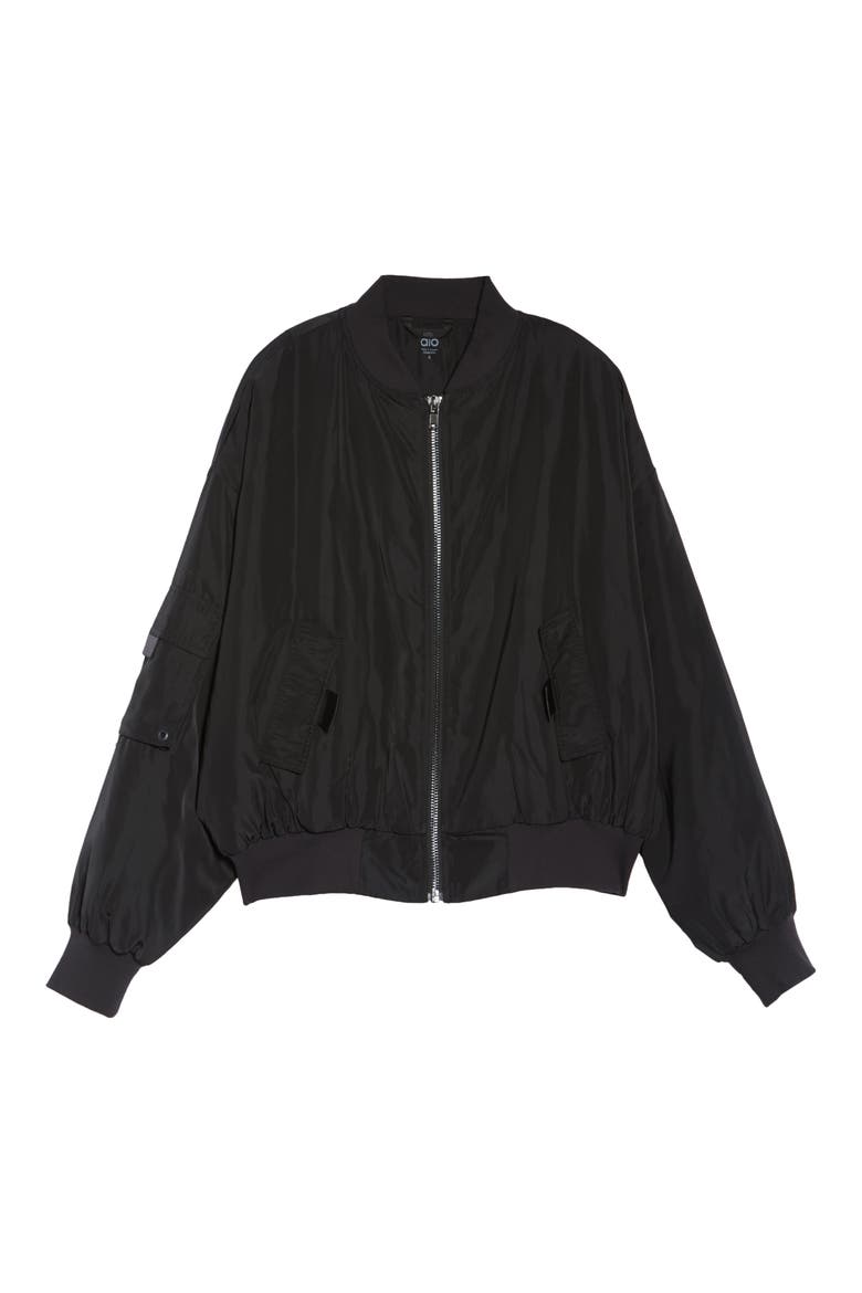 It Girl Bomber Jacket, Alternate, color, BLACK