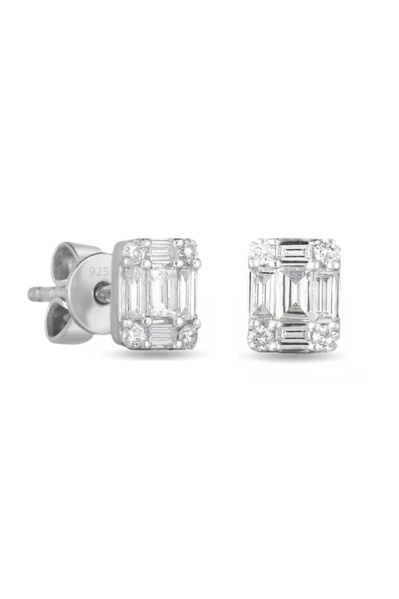 Sterling Silver Crystal Earrings, Main, color, Silver