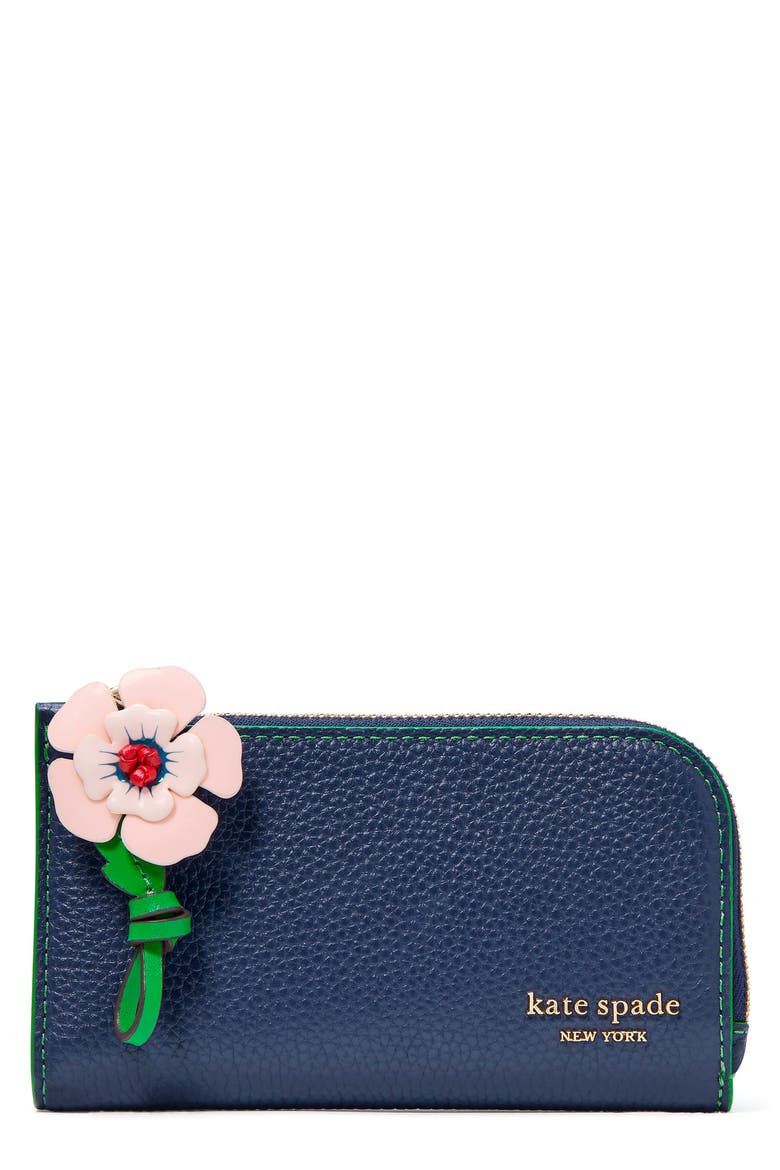 in the garden pebble leather bifold wallet, Main, color, PARISIAN NAVY MULTI