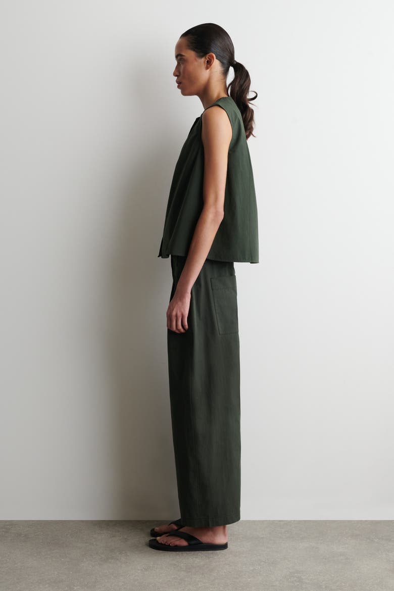 Pleated Sleeveless Top, Alternate, color, DARK GREEN