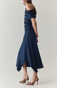 MANGO Asymmetrical Satin Dress